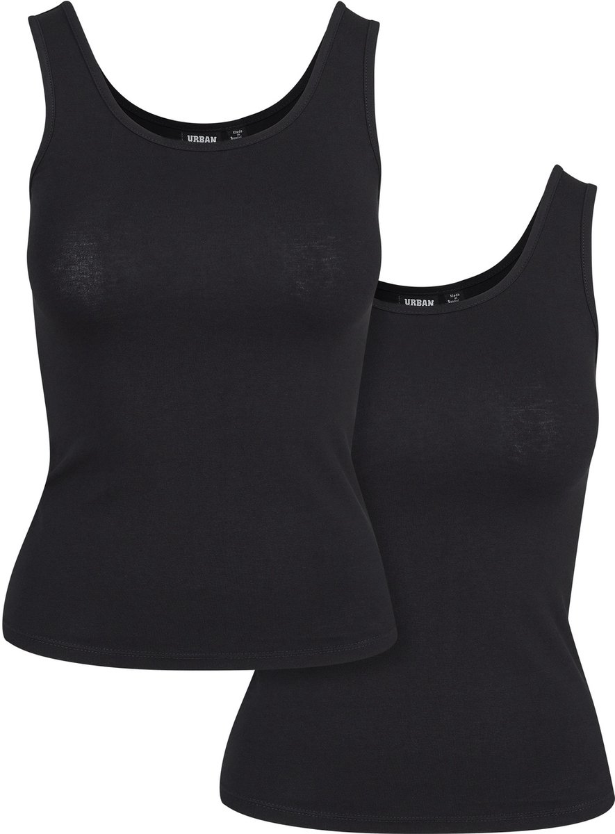 Urban Classics 2-Pack Basic Stretch Dames Top – 5XL Zwart