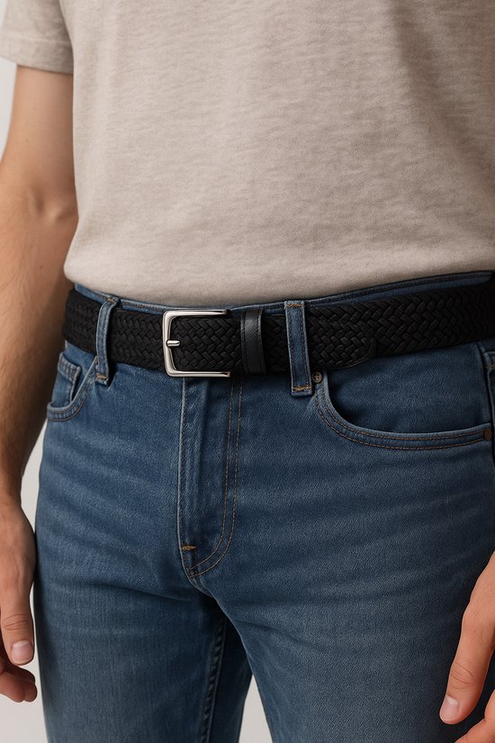 Ceinture élastique Ceinture extensible Ceinture tressée Ceinture tressée Ceinture élastique - unisexe - convient aussi bien aux hommes qu'aux femmes Couleur Zwart 120 CM Lot de 2 offres de SKB Fashion