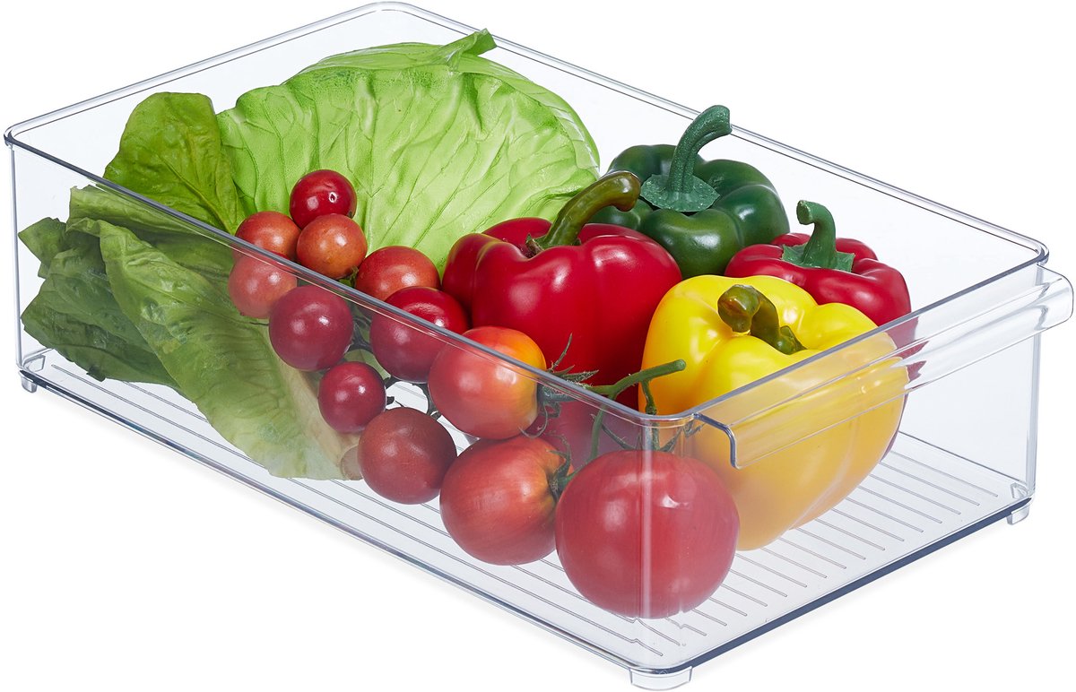 3x koelkast organizer met handgreep - koelkast bakje fruit - keuken organizer