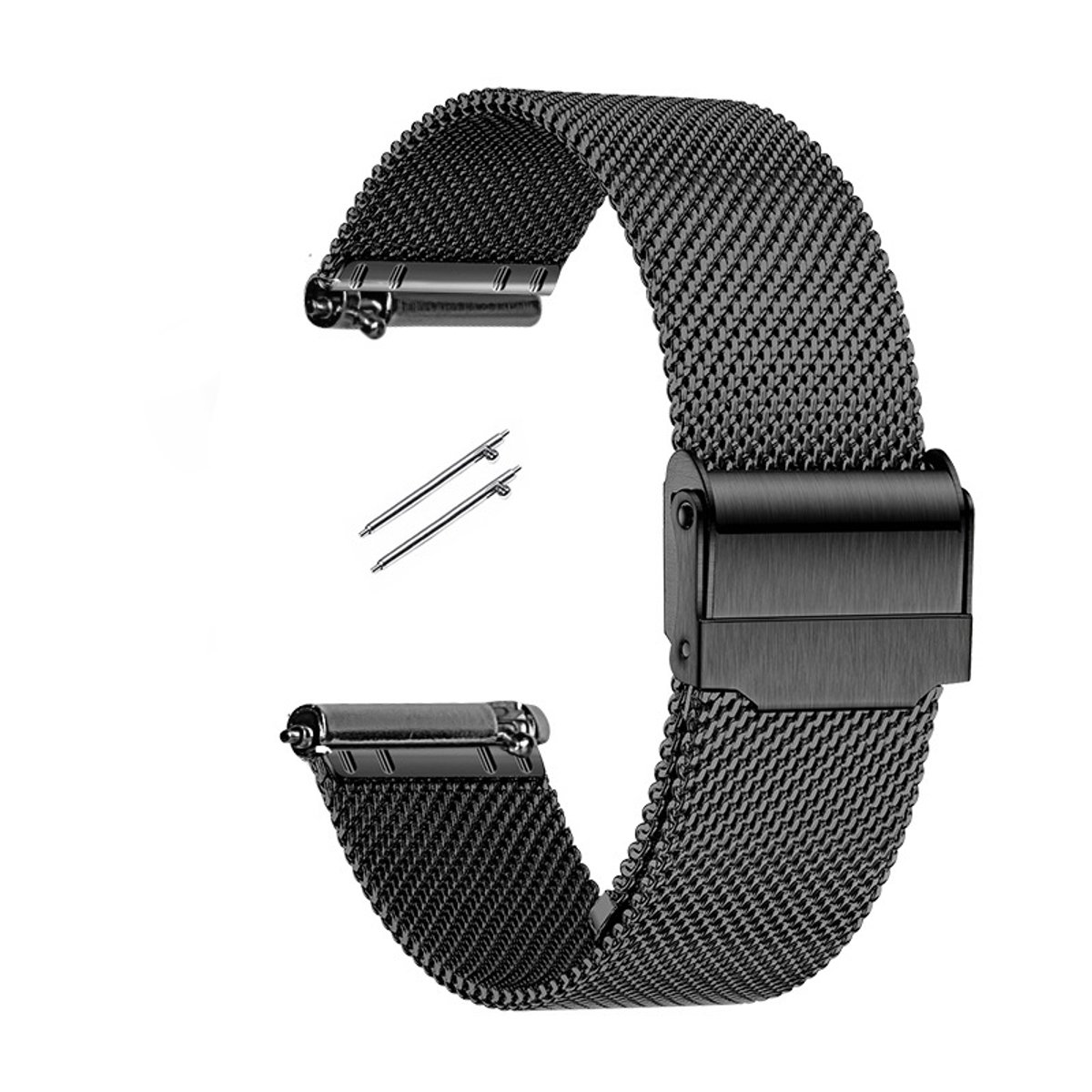 Metalen horlogeband 22mm, smartwatchband mesh horlogeband snelrits horloge heren dames zwart