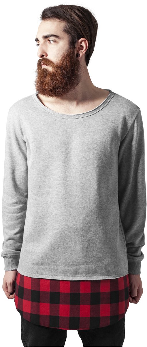 Urban Classics Long Flanell Bottom Open Edge Sweater/trui XL Grijs