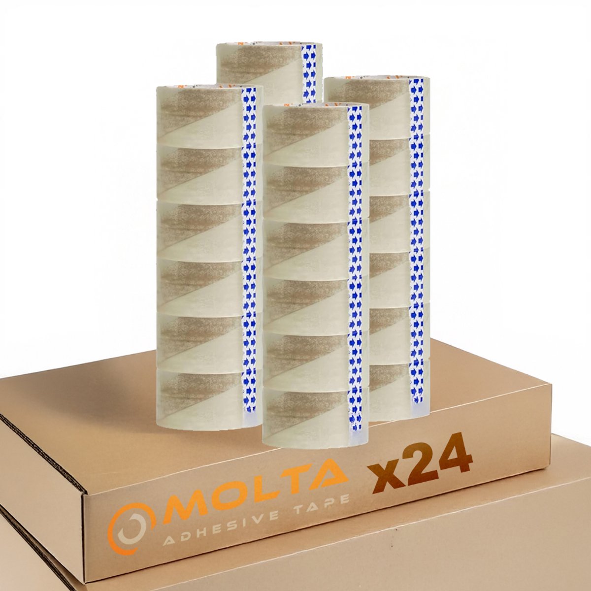MOLTA | STANDAARD TRANSPARANT Verpakkingstape 48 mm x 55 m | Kartonnen tape | Verpakkingstape voor pakketten en dozen - 24 Rollen | ACRYLIC