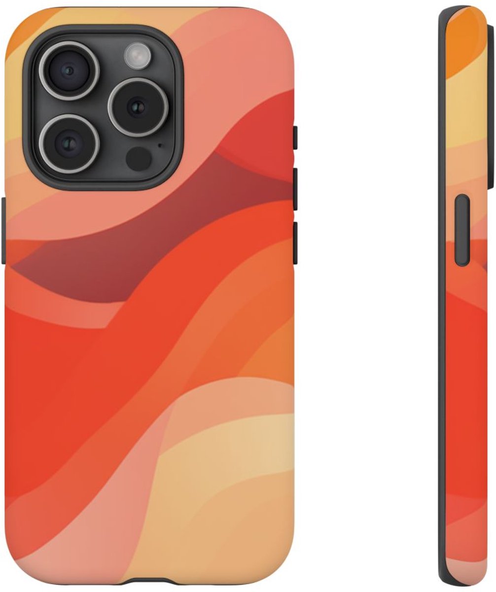 Warme Abstracte Golfpatronen – Telefoonhoesje Geschikt voor iPhone 15 Pro