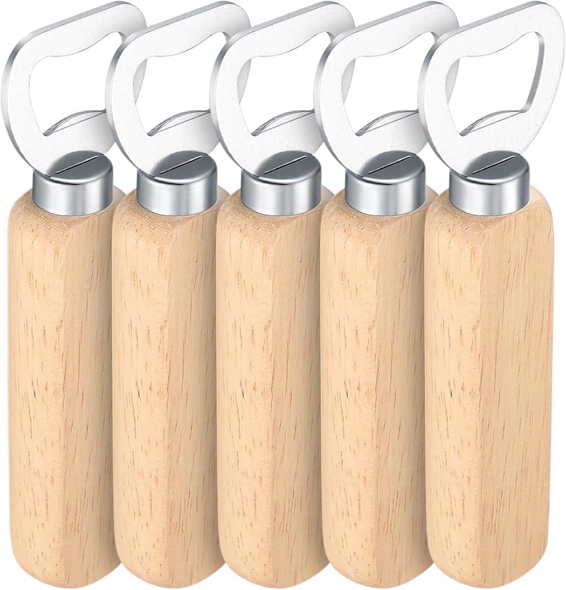 TOVBMUP Flessenopener - Flessenopener met natuurlijke dop - Draagbaar - Cadeauflesopener - Op maat gemaakt voor mannen - Bierflesopener - 5-pack
