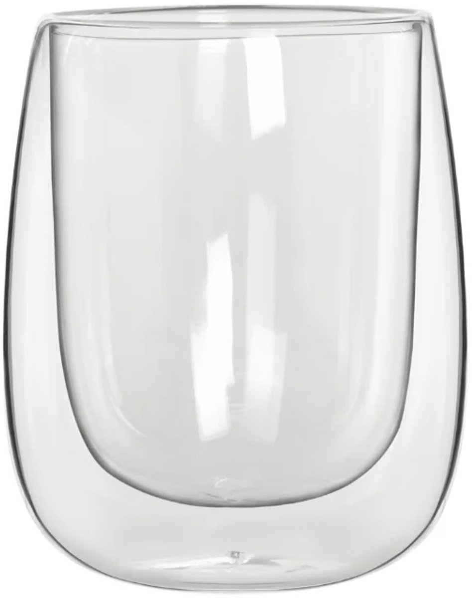 Bialetti Verona Set van 2 Dubbelwandige Glazen – 250 ml - Koffieglas - Cappuccinoglas - Theeglas