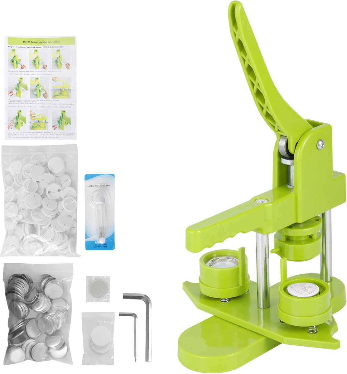Creatorally 25mm Mini Badge Maker Machine - Installatievrij - Mini Pins - Speldknop Maker Persmachine Kit - Button Maker - Incl. 100 Stuks Button - Pin Maker
