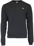 Zwarte Donnay fleece trui met ronde hals en logo op de linkerborst, vooraanzicht.