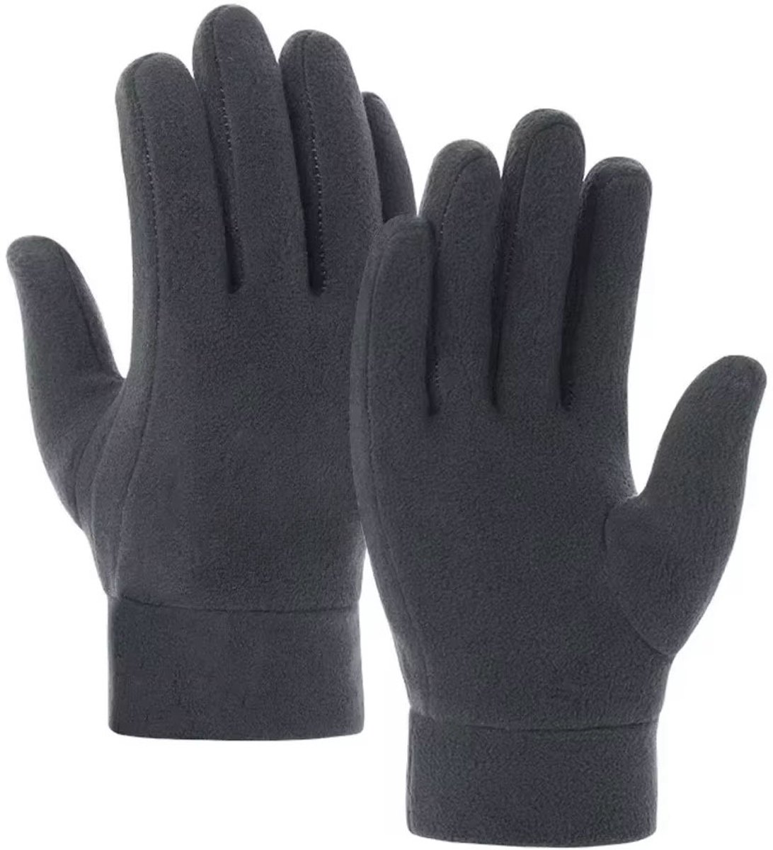 Thermische winterhandschoenen voor heren en dames – winddicht fleece gevoerd lange vinger – ideaal voor skiën & fietsen Grijs