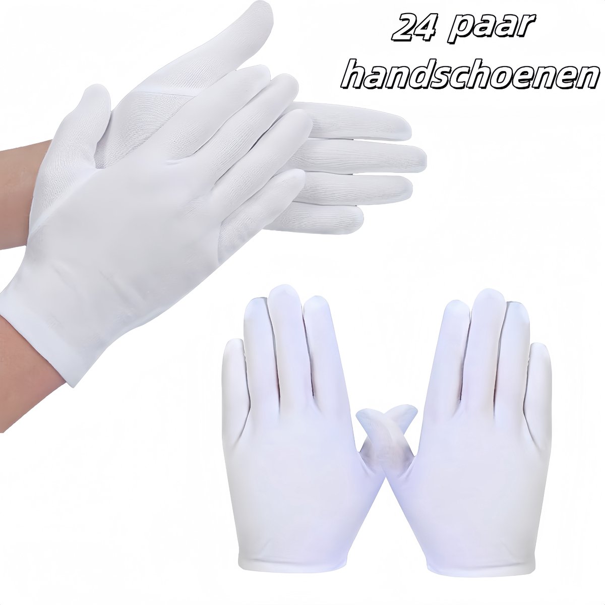 24 paar - Katoenen handschoenen - Zweetbestendig - katoen - Eén maat - Wit