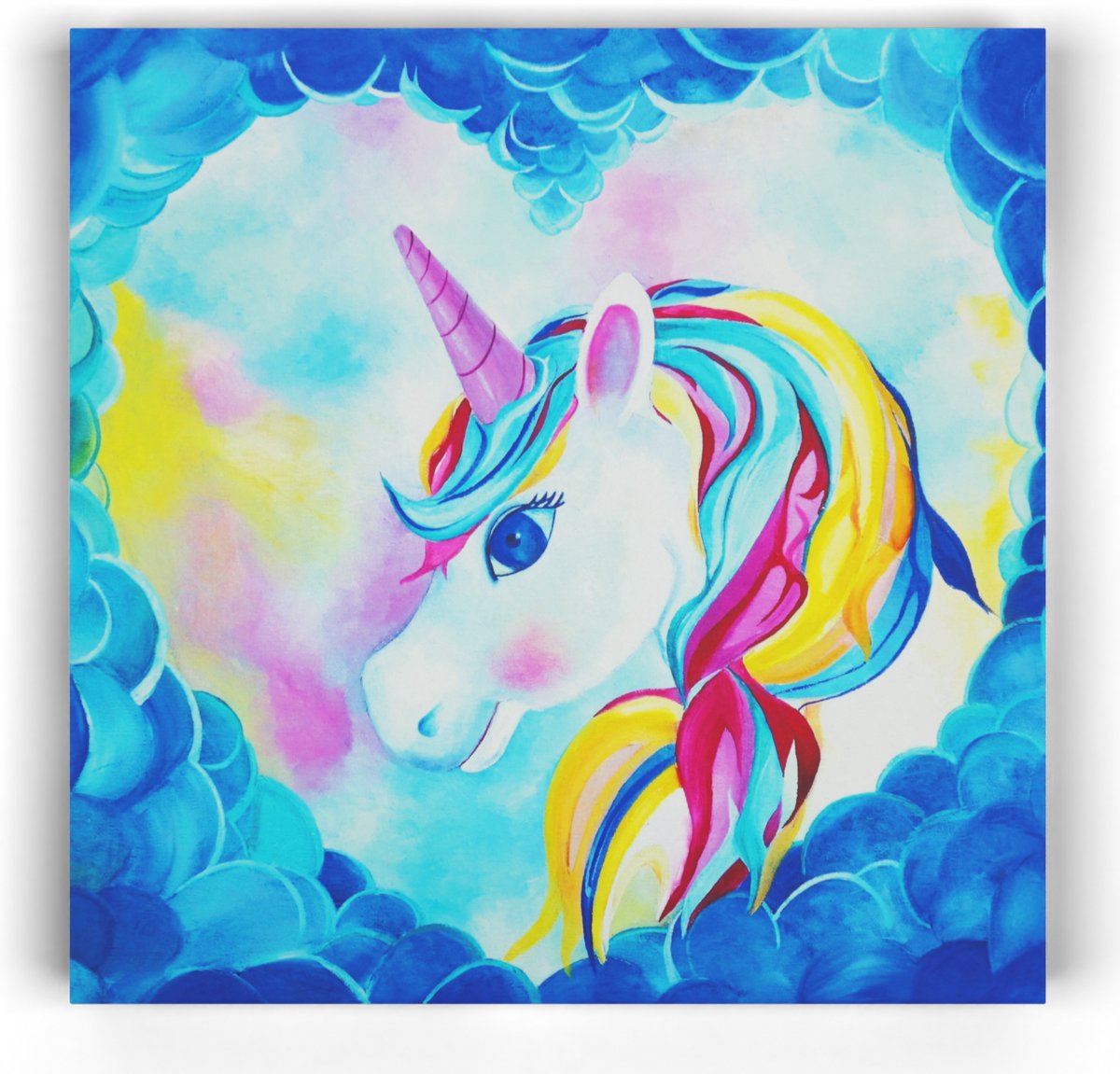 Twinkelschilderijen poster kinderkamer eenhoorn - Poster eenhoorn in mijn hart - Unicorn poster meisjeskamer - Wanddecoratie Kinderkamer en babykamer- Blauw en Roze | Incl GRATIS ophangsysteem |