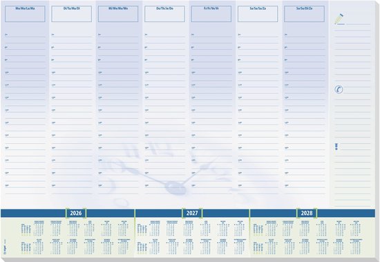 SIGEL HO309 Papieren bureauonderlegger, 3-jarige planner en weekplanner, design abstracte bladeren, A2 (59,5 x 41 cm), roze/beige/grijns, 30 vellen