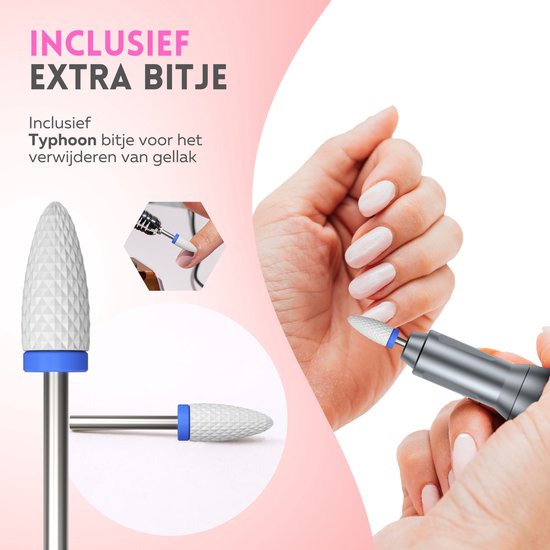 Beeperfect® Elektrische Nagelvijl - Nagelfrees - Manicure en Pedicure set - 12 Bitjes en 60 Schuurrolletjes - 3 Extra Accessoires - 20.000RPM - Eeltverwijderaar - Kalknagel