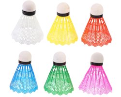6 x badminton shuttlecock - kleurrijke shuttlecock - kunststof shuttlecock - geschikt voor sporttraining en buitensporten- lichtgewicht - stabiel en duurzaam