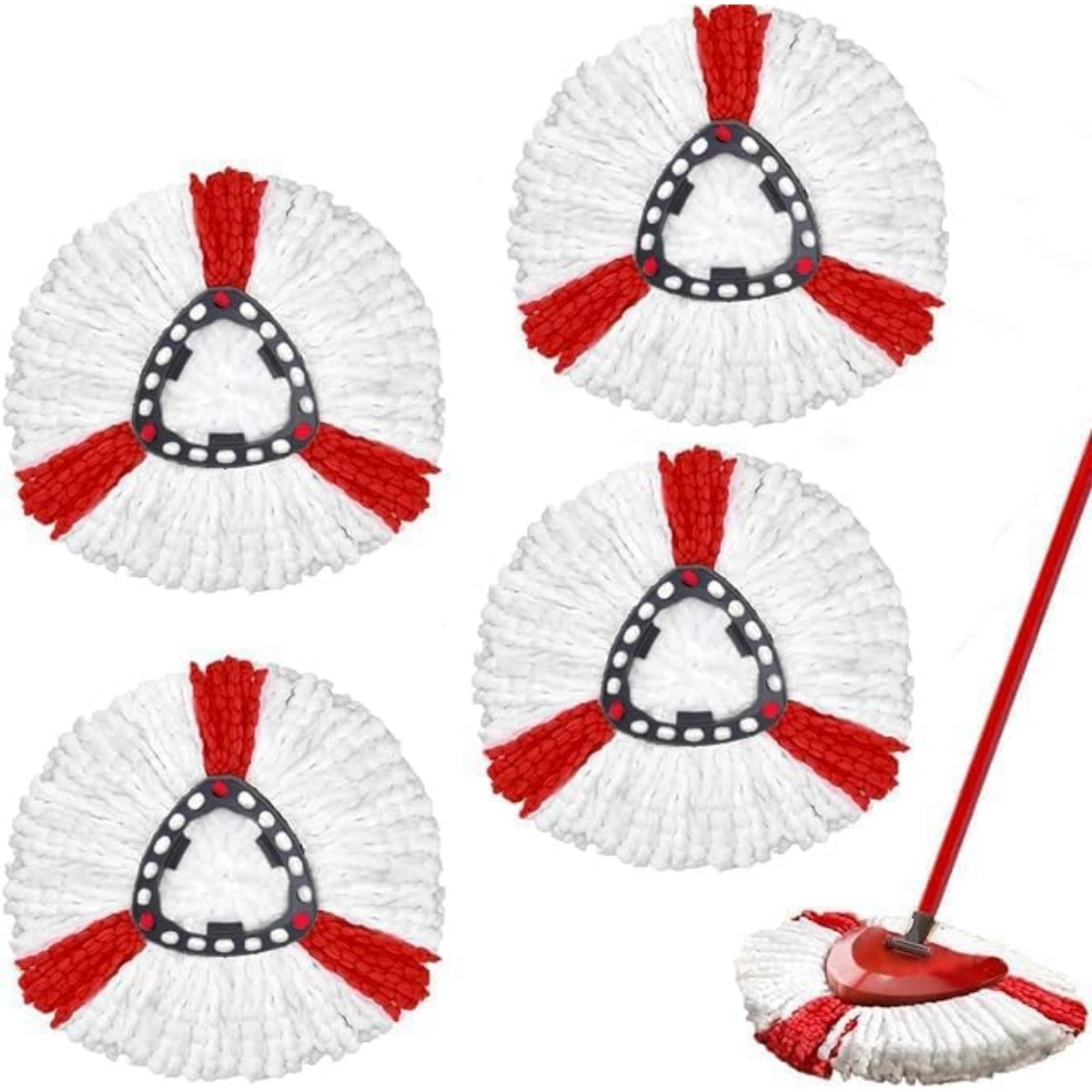 TOVBMUP 4 Stuks Natte en Droge Dweilen - Wischmop Ersatzbezug - Geschikt voor Turbo 2-in-1 EasyWring & Clean - Microvezel Moppenkoppen 36cm 140g - Versterkte Vezels voor Krachtige Vocht Opname en Vlekkenverwijdering