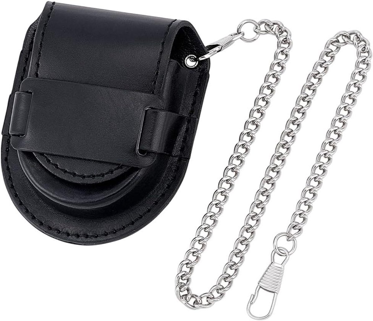 Allecto plus - Zakhorloge Case Retro Stijl | Horloge Organizer Pouch | Display Box PU Lederen | Mini Heuptas met Ketting - Handig voor het Reizen | Vadercadeau - 3.1x2.6 inch