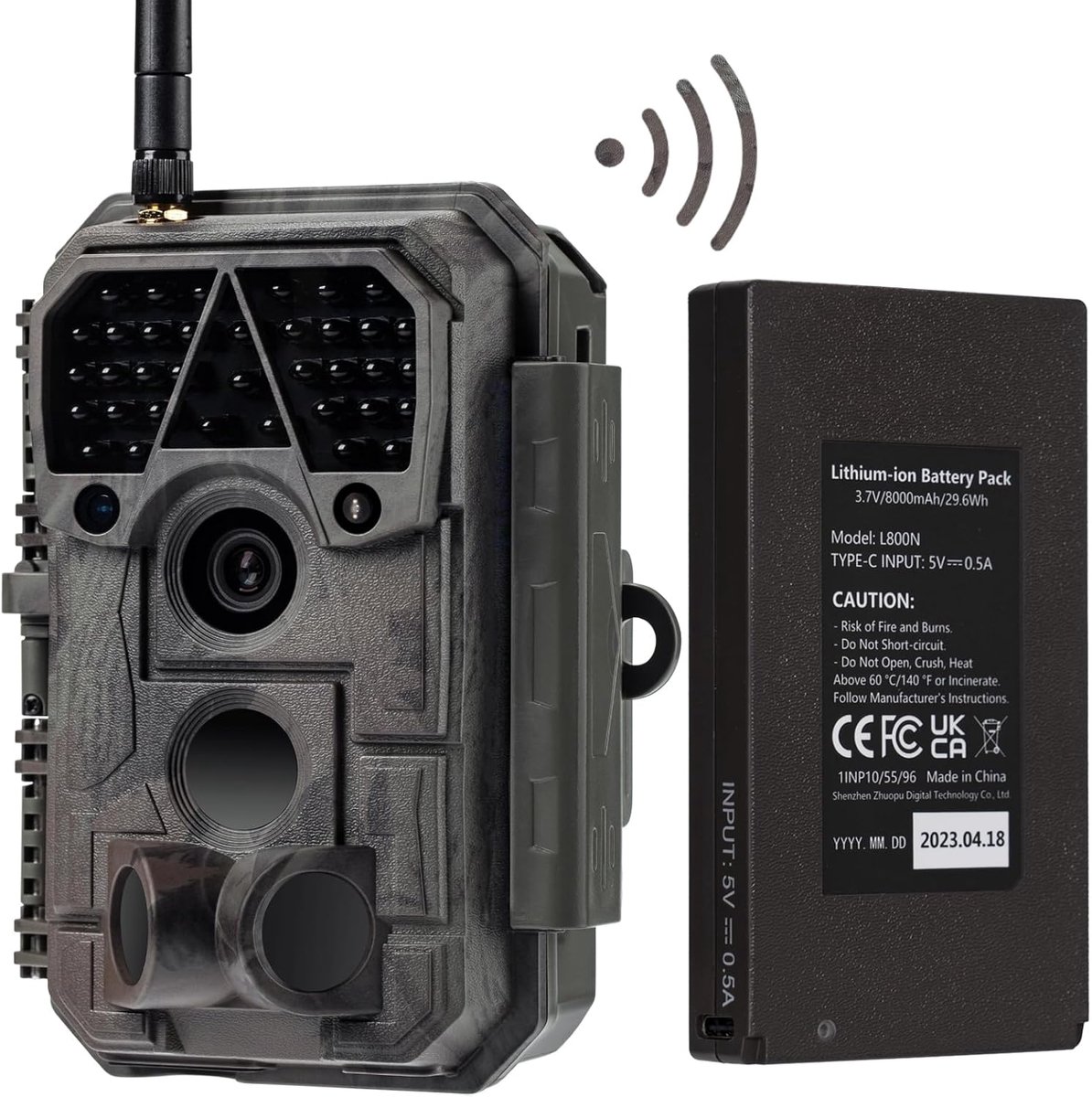 Wildcamera met WiFi en Bluetooth - 48MP 1296P, 27m Detectieafstand, 0.1s Bewegingsactivatie