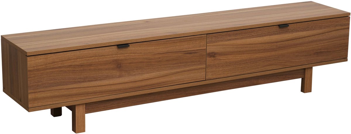 Oviala - Rechthoekige tv-kast met 2 deuren L160 cm donker hout - Juno