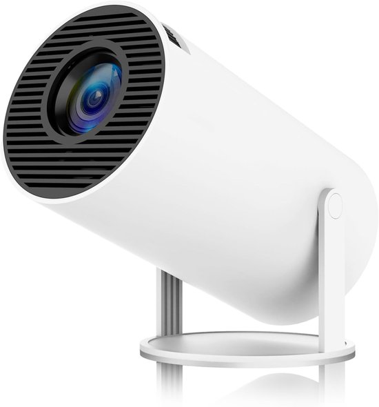 4K Mini Projector, HY300 Portable Projector, Supports 180 ° Rotation, 160 ANSI Automatic Keystone Correction, WiFi 6 , Android 11, Android Intelligent System, Built-in Battery, Suitable for Indoor and Outdoor Camping