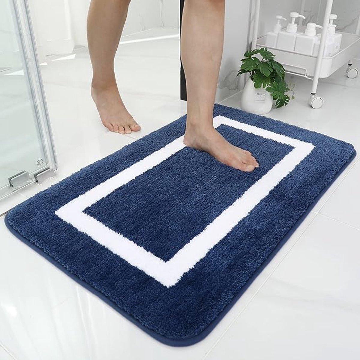 Homaxy Badkamermat - TPR Antislipmet - Absorberende Badmat- Badkamermat - Douchemat - 61x91cm - Blauw - Extra Zwaar