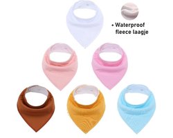 6 Pièces Bavoirs Bandana avec Couche Polaire - Rose Jaune Marron