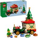 LEGO 40746 Bezorgtruck van de Kerstman met elf en cadeautjes, naast de doos.