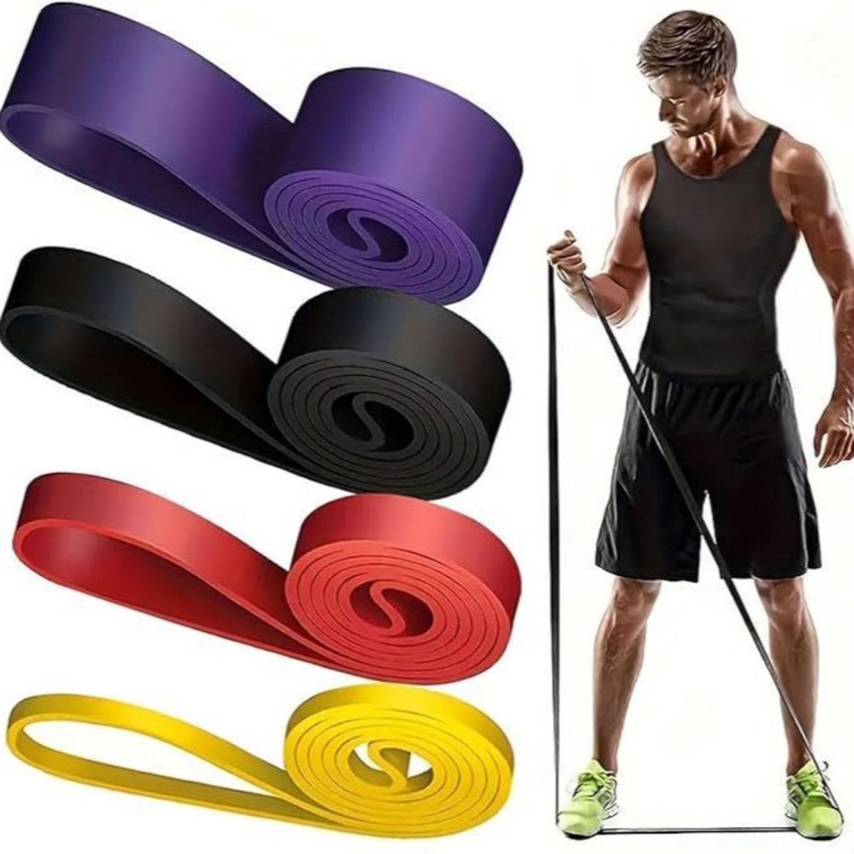 EXCITAT Weerstandsbanden - Yogabanden - Duurzaam - voor krachttraining, pull-ups - 4-pack
