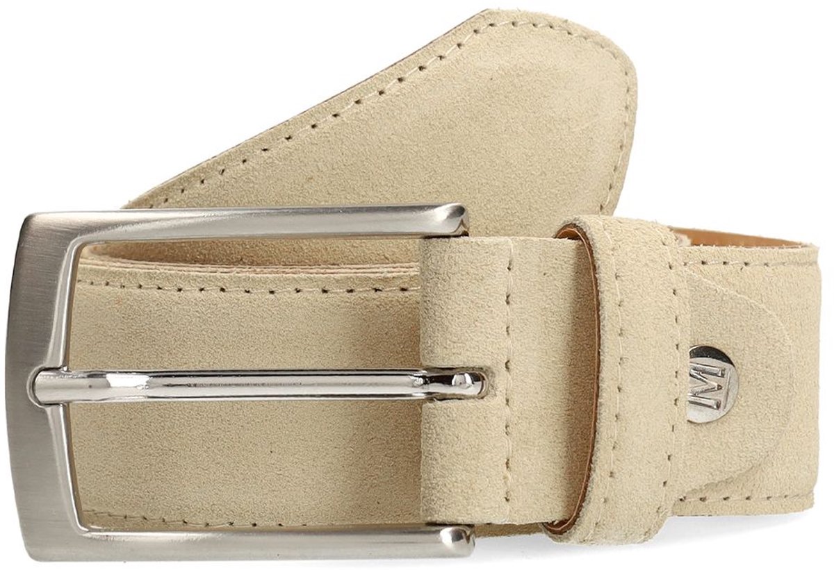 Manfield - Heren - Beige suède riem - Maat 95