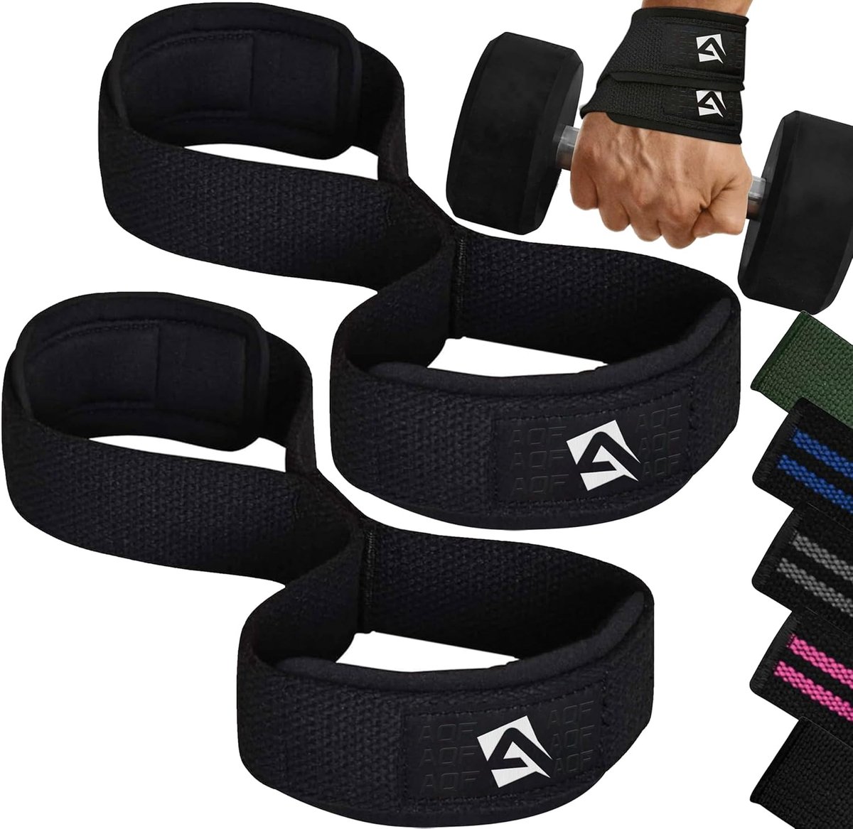 Gewichtheffen bandjes figuur 8 met gewatteerde manchet – polsondersteuning voor optimale grip en comfort