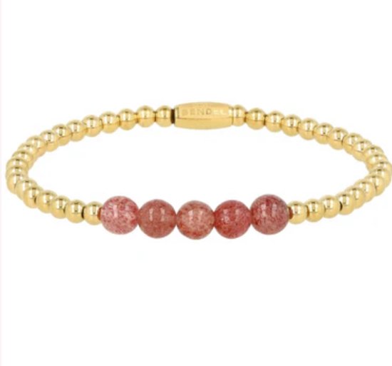 My Bendel – Bracelet en Quartz Berry – Acier inoxydable couleur or – Amour, équilibre et confiance en soi