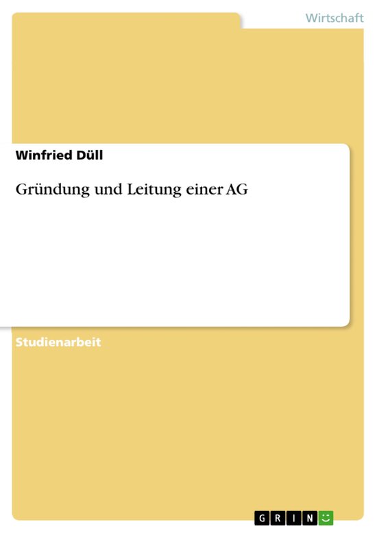 Gr�Ndung Und Leitung Einer Ag - cover