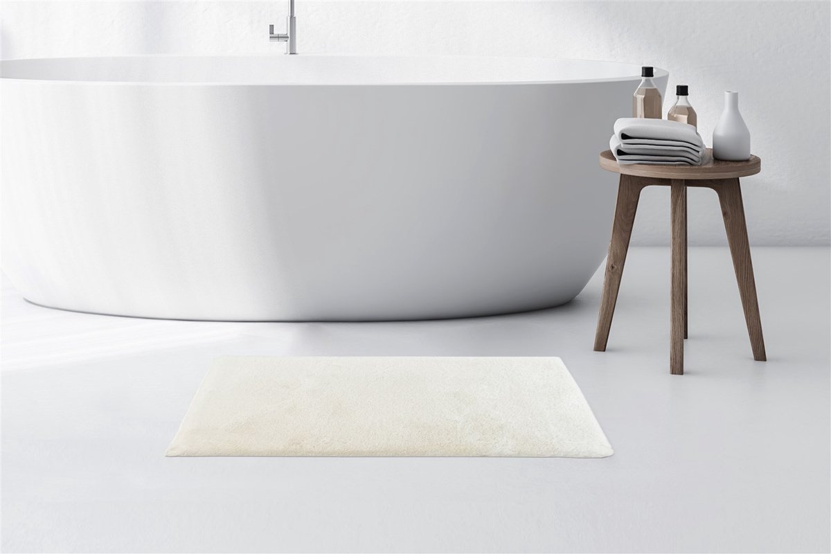 Floraya - Badmat - Fluffy Light- Hoogpolig - Wit - 50x90cm - Antislip