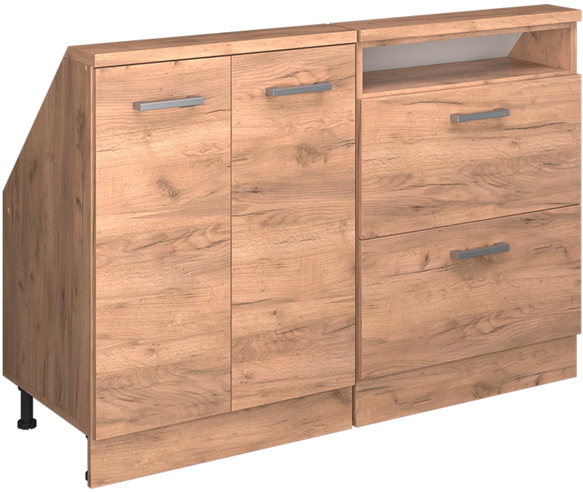 Vicco R-Line Keukenkast voor schuine wand – 120 cm Set van 2 Krachtige eik goud Goudkleurig Eiken/Goudkleurig Eiken