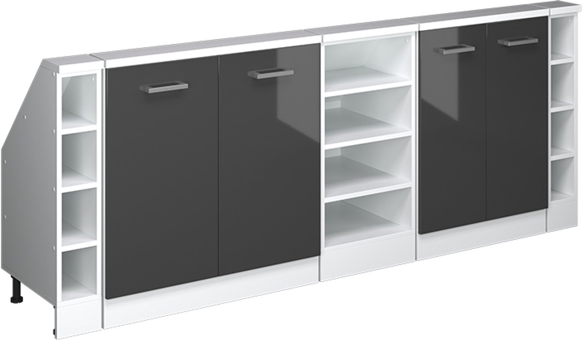 Vicco R-Line Keukenkast voor schuine wand – 210 cm Set van 5 Antraciet hoogglans/wit