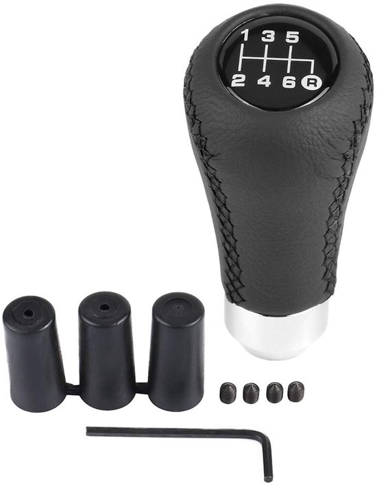TRANKIELO® - Universele 6-speed versnellingspookknop - PU schakelhendel met 3 slangen - Geschikt voor 8-12mm diameter