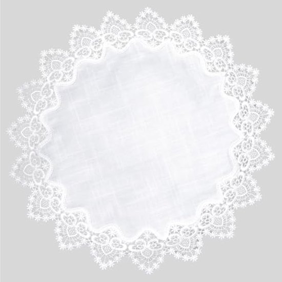 Napperon Rond En Lin Beige 120 Cm Avec Bordure En Kanten - Nappe Anti-poussière Pour