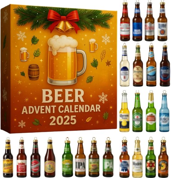 Bier En Whisky Adventkalender 2025 - 24 Daagse Whisky Proefreis met Miniaturen - Kerst Aftelkalender voor Whisky Liefhebbers