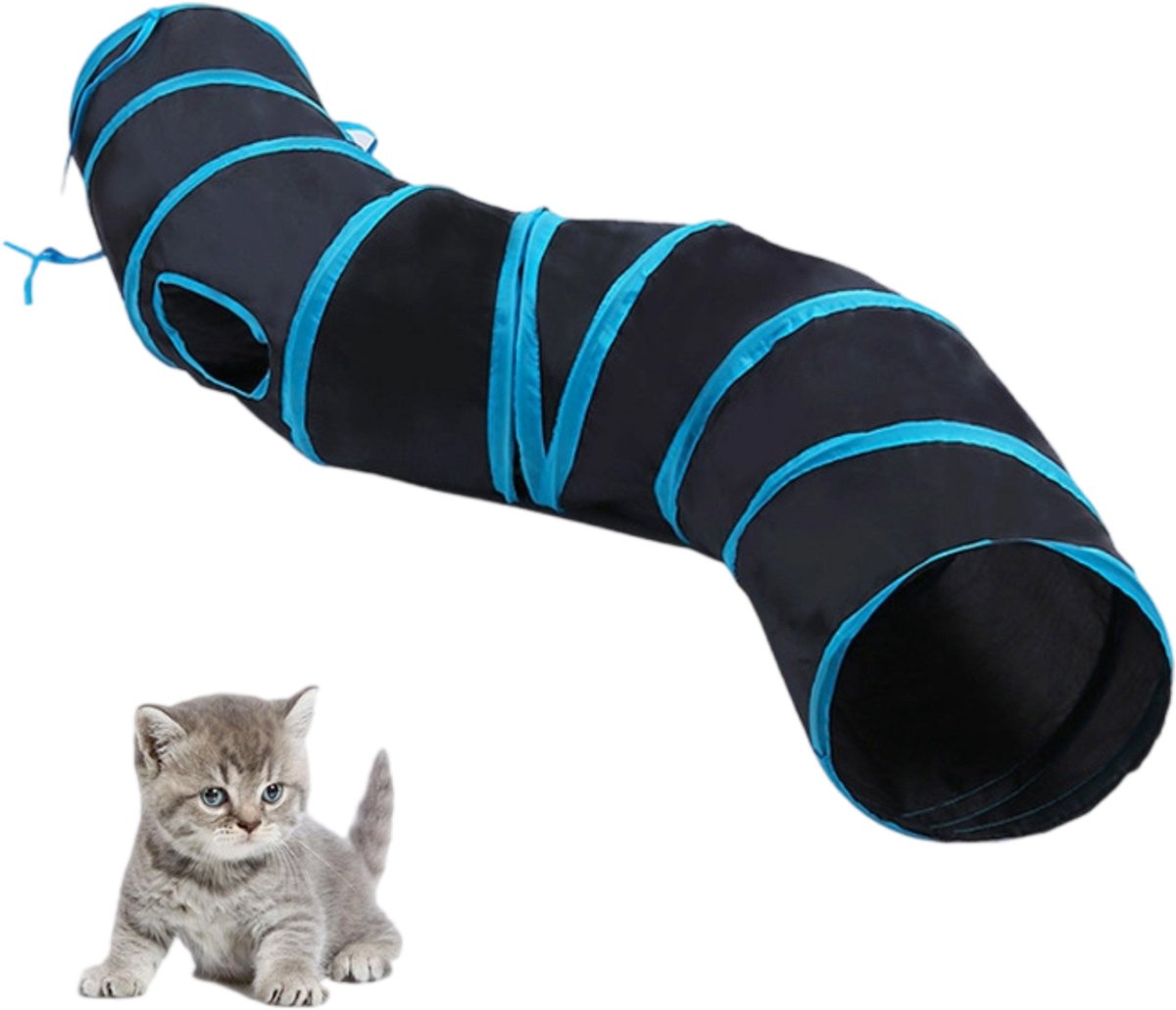 longziming -Opvouwbare Kattentunnel – Duurzaam & Scheurvast Polyester met Stalen Frame, Inclusief Kijkgaten – Speeltunnel voor Katten, Konijnen & Kleine Huisdieren
