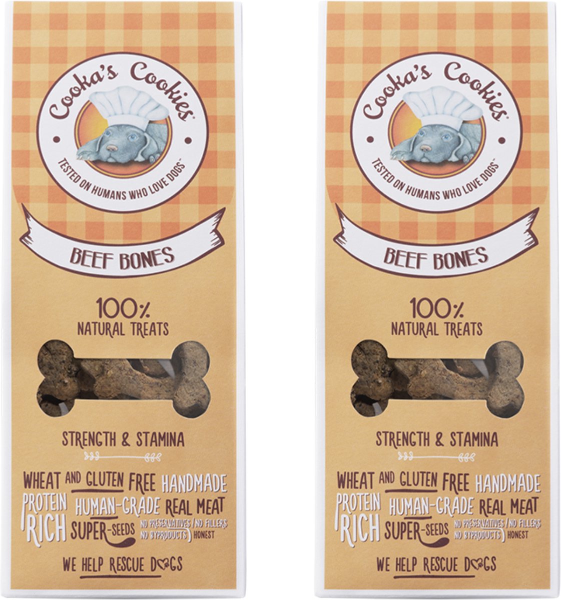 Cooka Cookie's - 100% Natuurlijke Hondenkoekjes - Beef Bones Superfoods met Rund-2-PACK- Voordeel Set