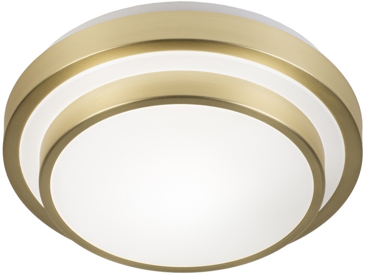 Lumidora Plafondlamp 74760 - Plafonniere - TOLEDO - E27 - Wit - Goud - Messing (kleur) - Kunststof - Badkamerlamp - IP44 - ⌀ 26 cm