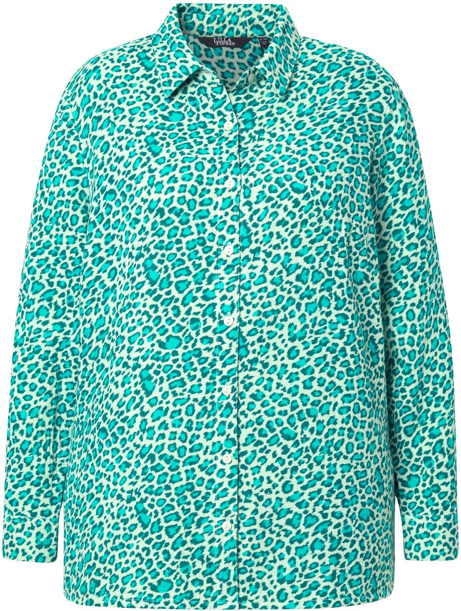 Angel of Style - Dames - Blouse oversized mousseline luipaard print - Turquoise groen - Maat 52