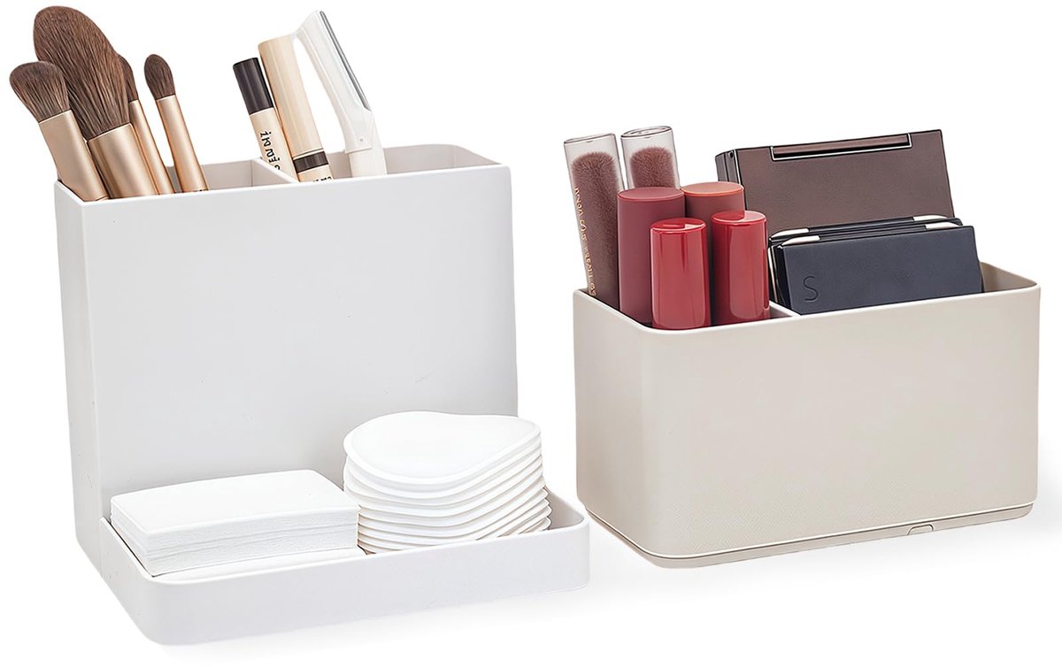 Ibenzoa® Verstelbare make-up organizer met uitneembare verdelers en borstelhouder