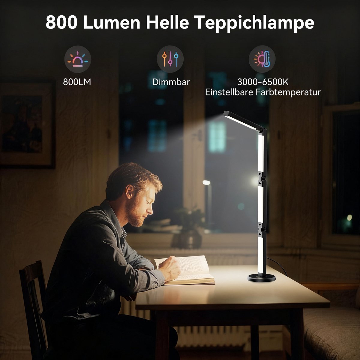 RAYOFI LED Bureaulamp met sfeerverlichting - Muzieksynchronisatie en 16 miljoen DIY-kleuren - opvouwbare lamp met dimfunctie en timer - moderne LED-verlichting voor bureaus en gamingruimtes thumbnail 4