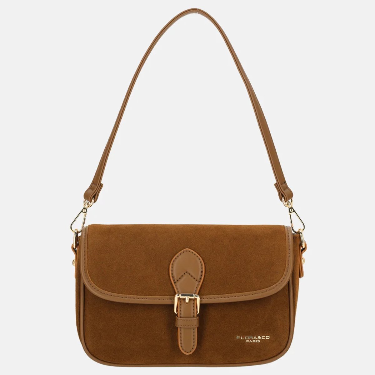 Flora & Co Suedine crossbody tas camel