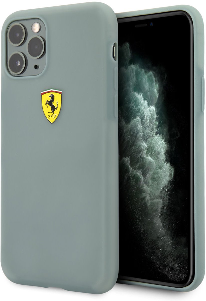 Ferrari Back cover - Silicone - iPhone 11 Pro - Groene kleur - Stevige grip & valbescherming