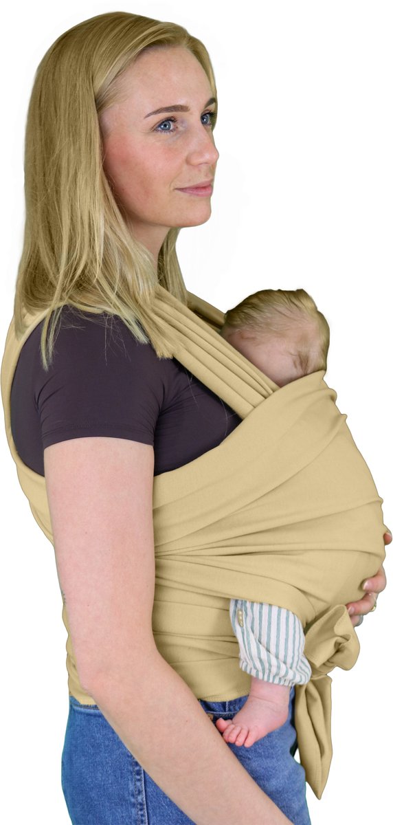 Honeybears – Ergonomische Draagdoek Lichtbruin – Baby carrier – Draagzak – Rekbare draagdoek tot 18 kg – Organisch katoen