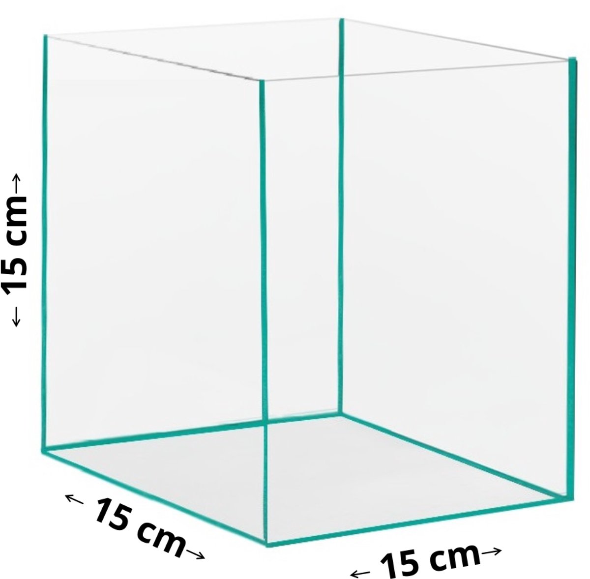Volglas Aquarium 15x15x15 cm – Nano Aquarium – Klein Vierkant Aquarium – Voor Garnalen, Vissen & Aquascaping – 3,4L