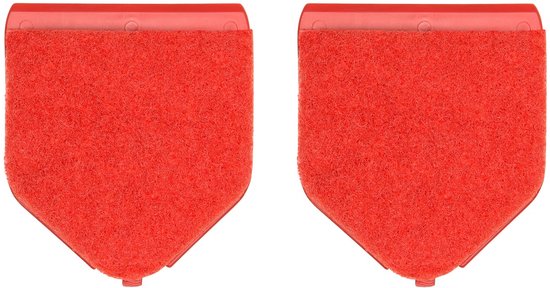 Deux embouts rouges pour un spraymop, recouverts d'une matière en mousse rouge texturée.