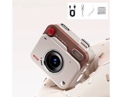 Molain Mini Digital Camera - Full HD 1080P - Sleutelhanger - Retro - Foto & video - Met flits - Build in speaker - Beige
