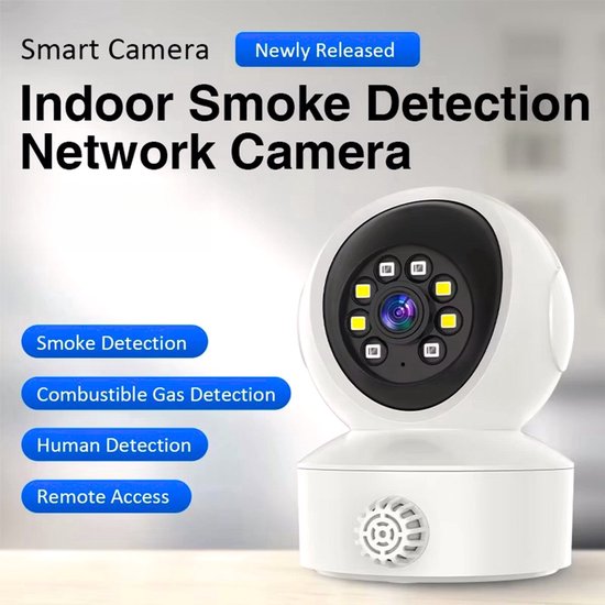 Beveiligingscamera voor binnen, huisdiercamera, 360° zicht, bewegingsdetectie, IR nachtzicht, 2-weg audio（Met 32G geheugenkaart） van Merkloos — afbeelding 2
