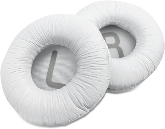 Deux coussinets d'oreille blancs marqués L et R.